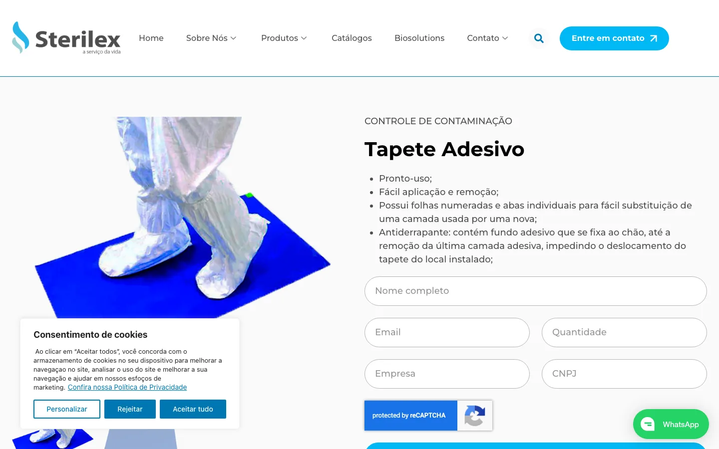 A página de produto do site antigo, em agosto de 2026
